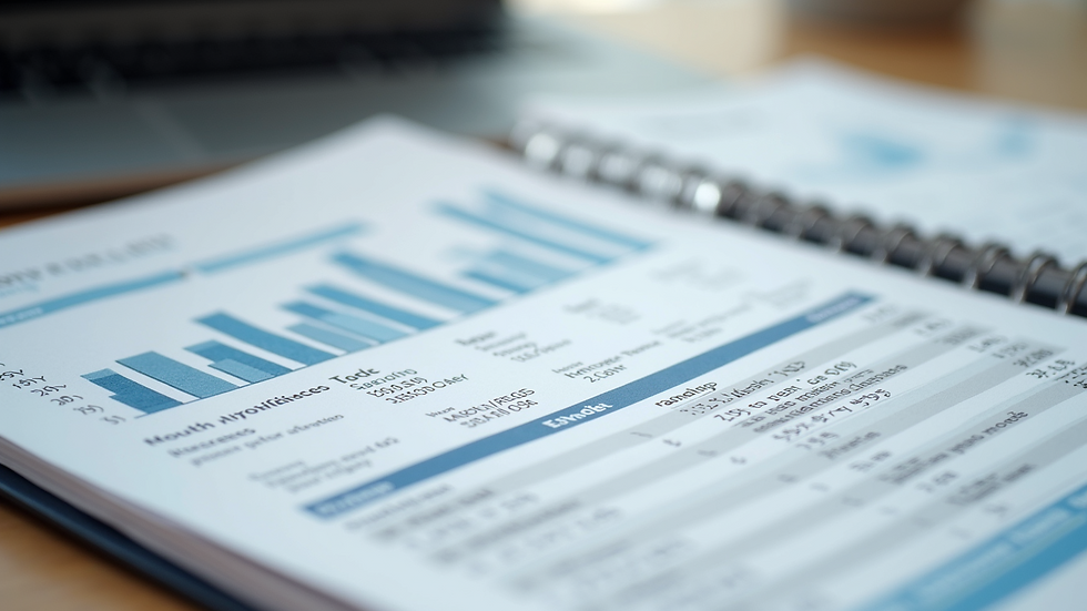 Close-up view of a financial ledger showing budgeting for web design