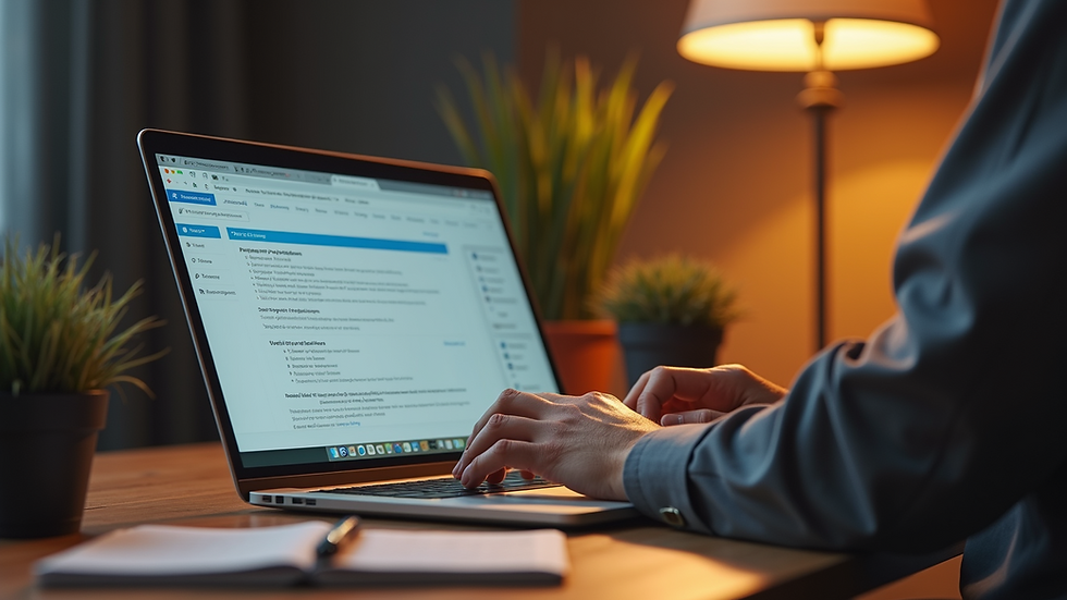 Eye-level view of a freelance designer working on a laptop