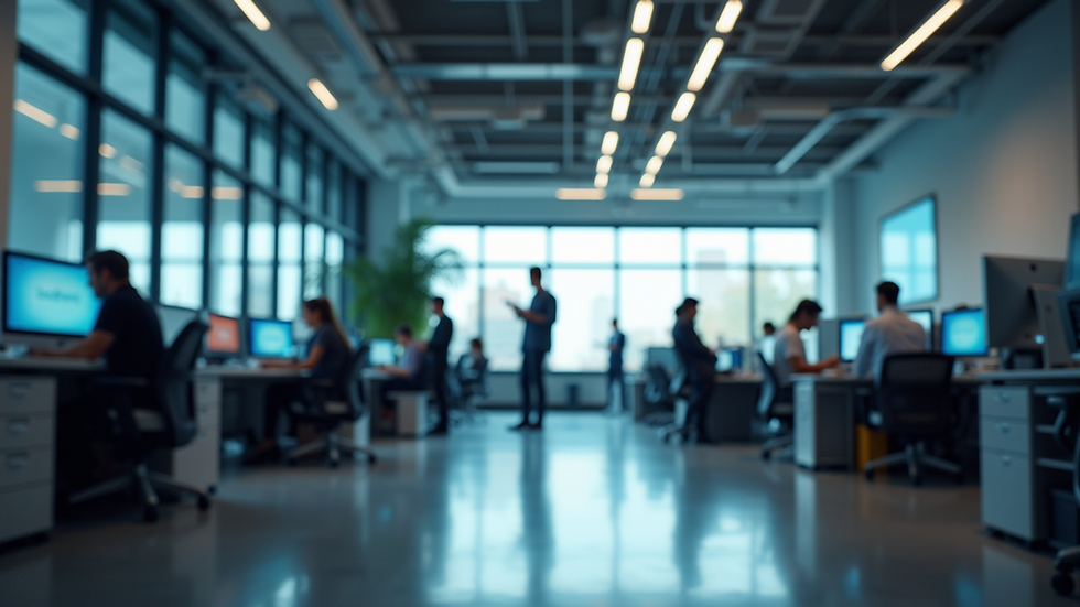 Eye-level view of a modern office space filled with innovative technology