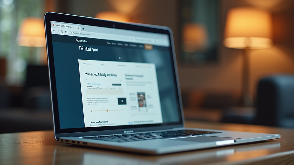 Close-up view of a laptop screen displaying a website template customization