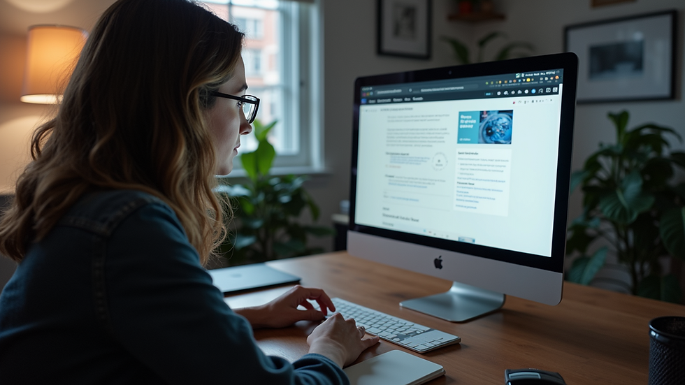 Eye-level view of a user testing a website design