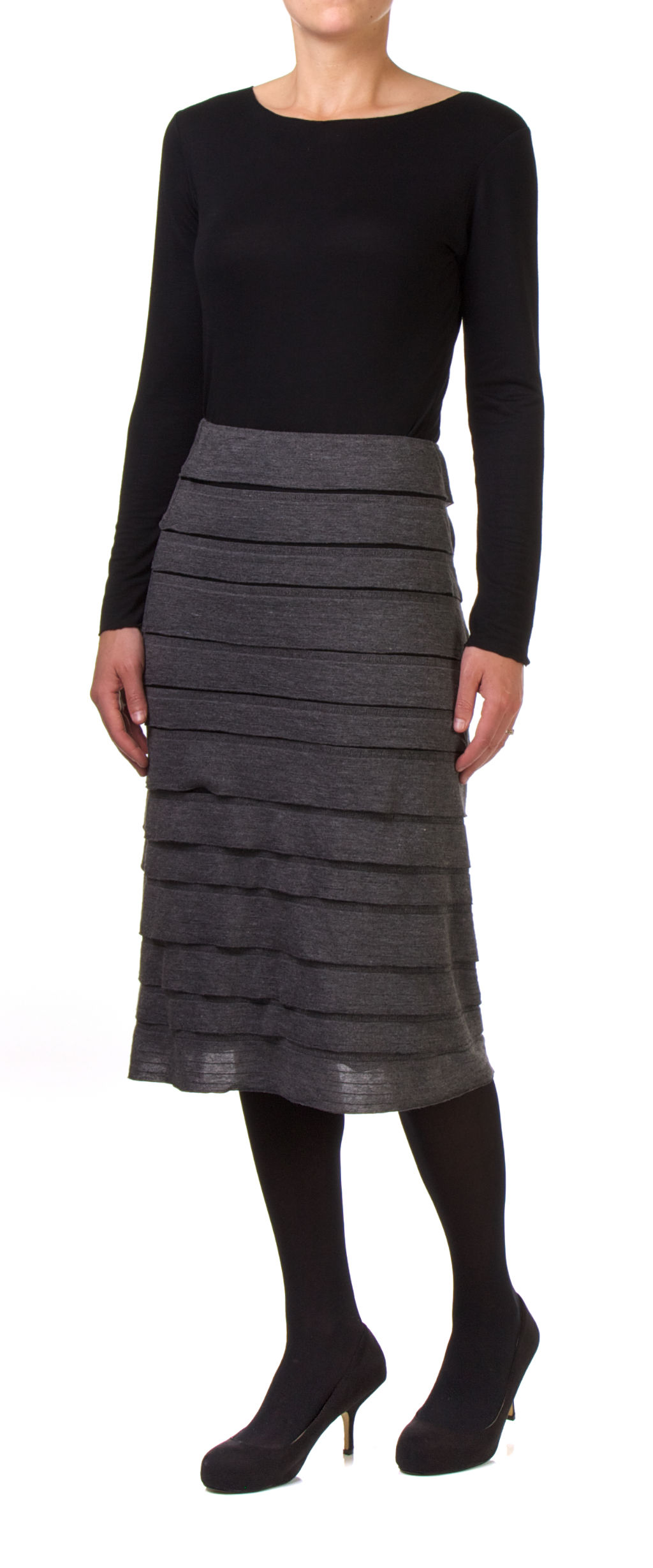 Ruffled stretch skirt-Grey