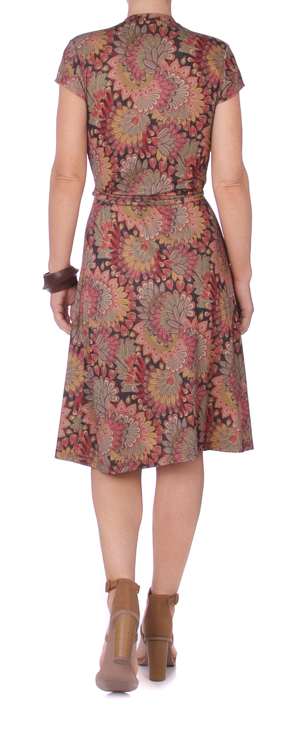 Thumbnail: Classic wrap dress-Dusty rose peacock