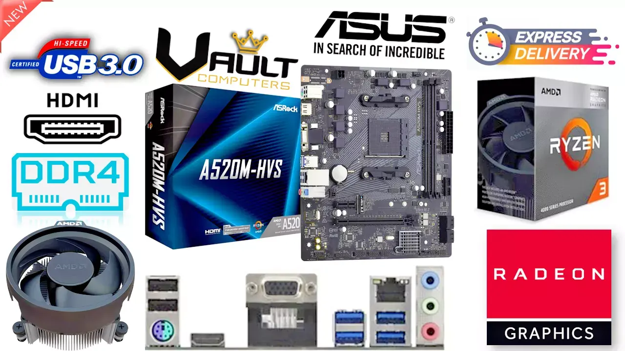 AMD RYZEN 3200G Gaming Motherboard Bundle Pre-Assembled