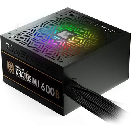 Fonte de Alimentação RGB Gamdias 600W KRATOS M1 (ATX/Bivolt/80 Plus Bronze/PFC