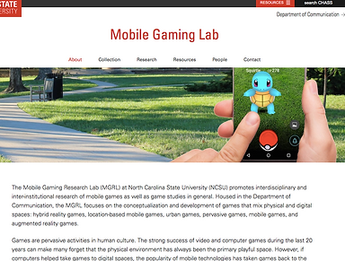 The Mobile Gaming Research Lab homepage