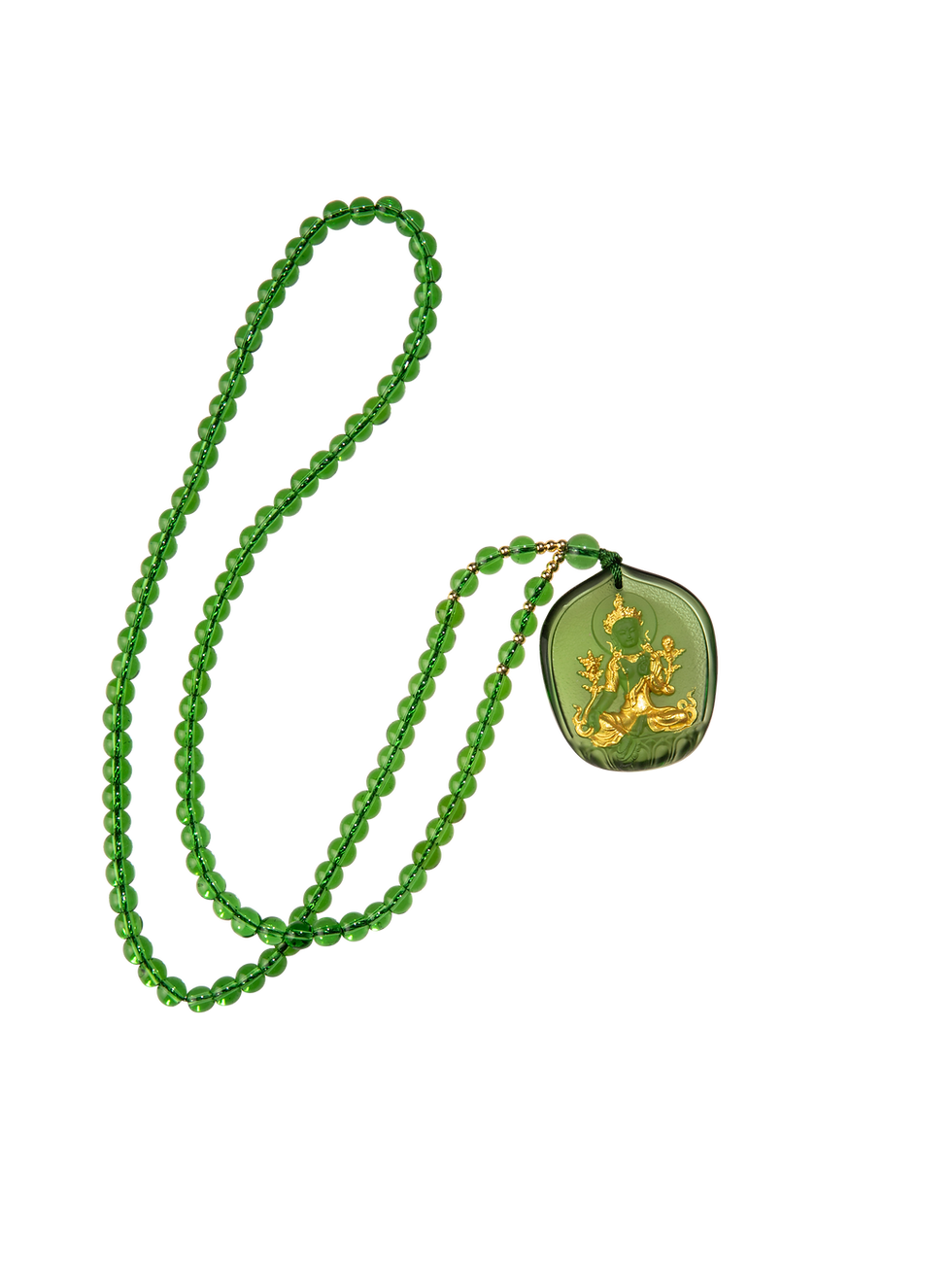 Thumbnail: Green Tara Tibetan Pendant beaded necklace