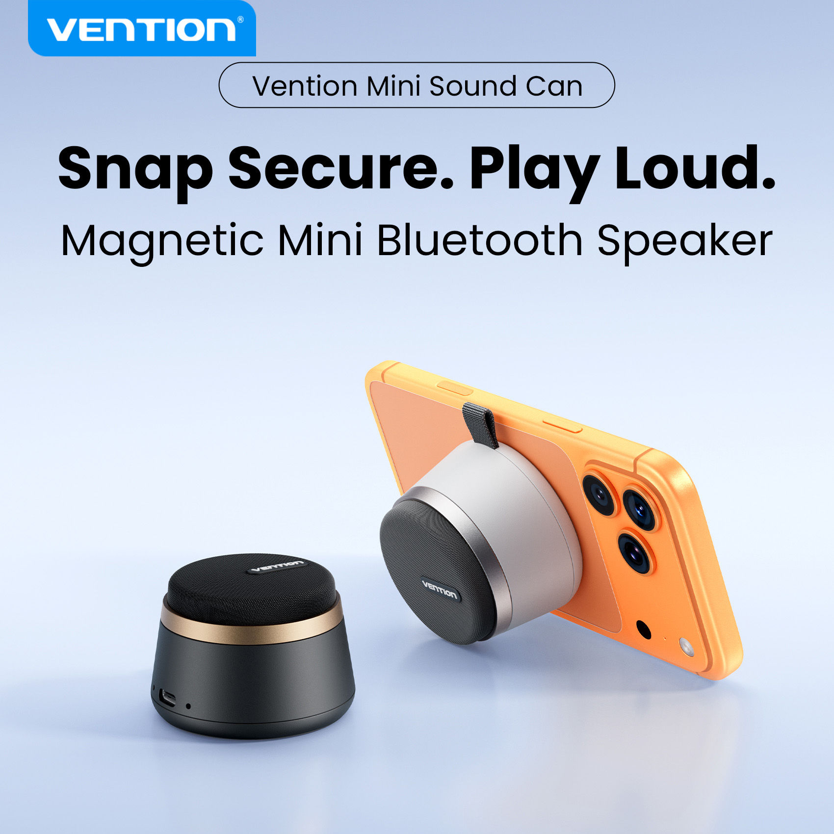 Mini Caixa de Som Bluetooth Portátil Magnética Vention – À Prova d'Água IPX6