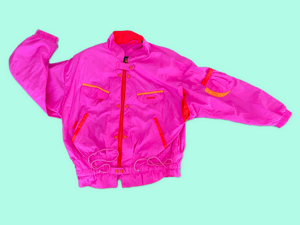 Pink Windbreaker with Shoulder Pads