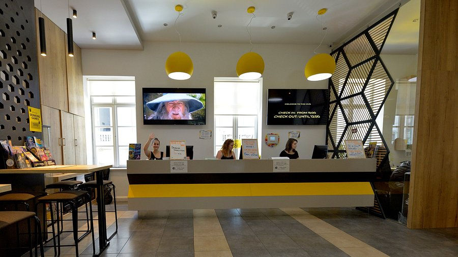 Reception at The Hive Party Hostel, ideal for group trip stays.