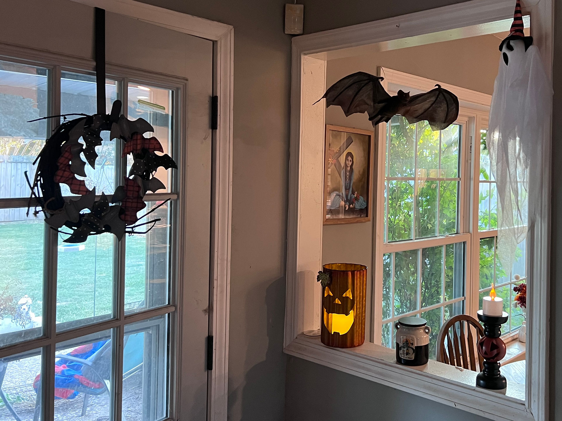 Halloween decorations inside a home