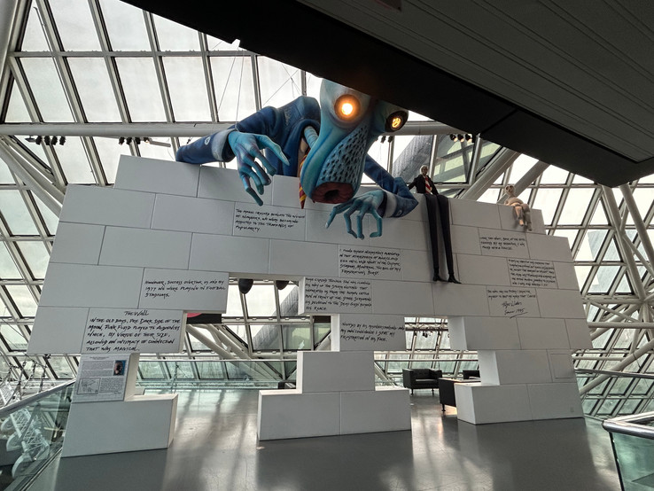 Large white wall structure honoring Pink Floyd at the Rock & Roll Hall of Fame