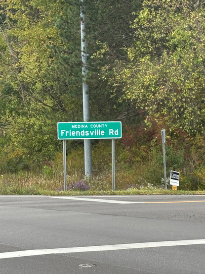 The Friendsville Road sign in Medina County, Ohio.