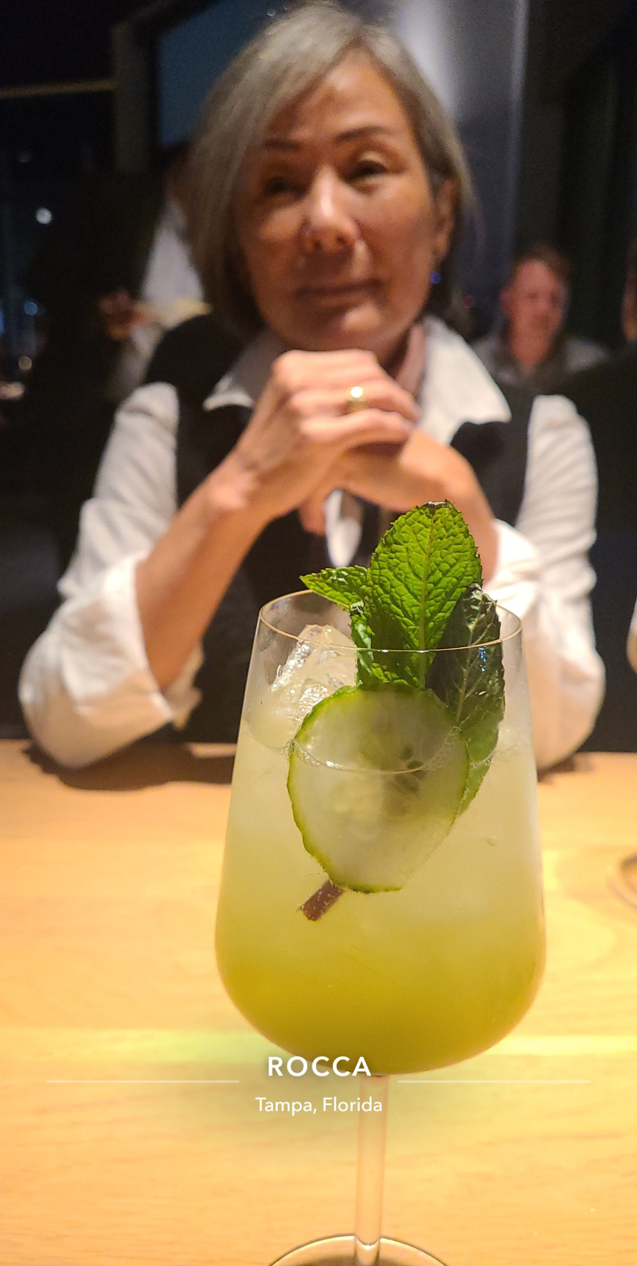 Mom with a non-alcoholic drink