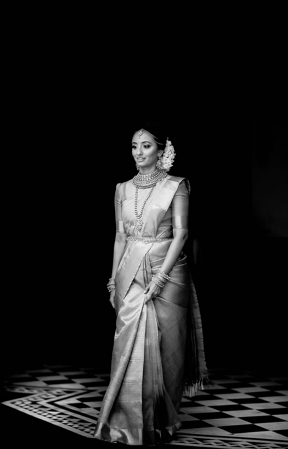A timeless black and white image capturing the the beauty of the bride