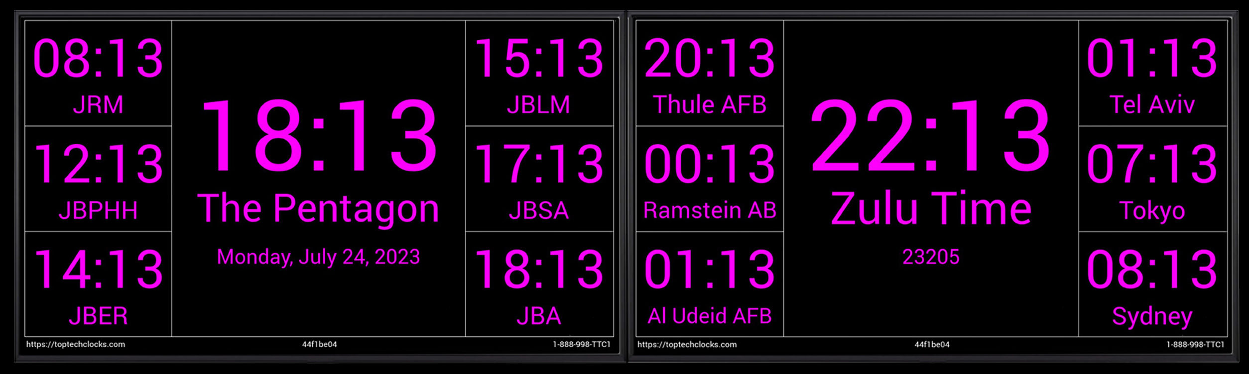 TTC-D32-W LCD Time Zone Clock, Dual 32" Display's