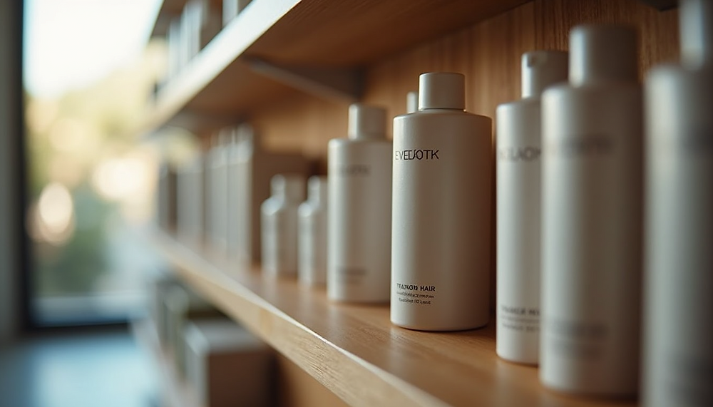 Visual metaphor illustrating consistent hair care: a hair strand growing steadily from a pot labeled &lsquo;Consistency&rsquo;, sprouting healthy, defined leaves. Opposite side shows diverse hair types (straight, wavy, curly) all looking healthy, vibrant, and stylish, suggesting the power of personalized, consistent care routines.