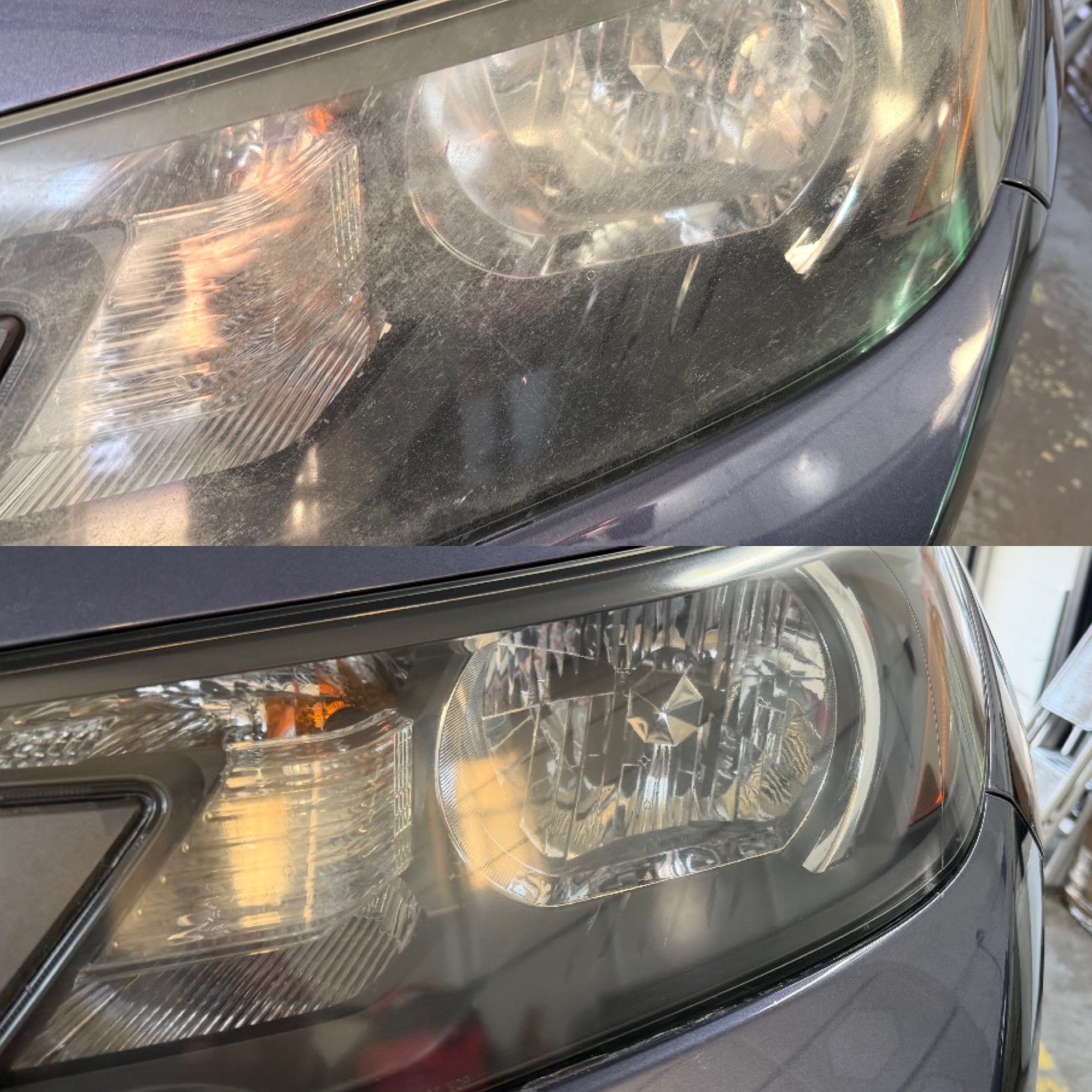 Before and after headlight restoration by Chip Doctor of Sioux Falls
