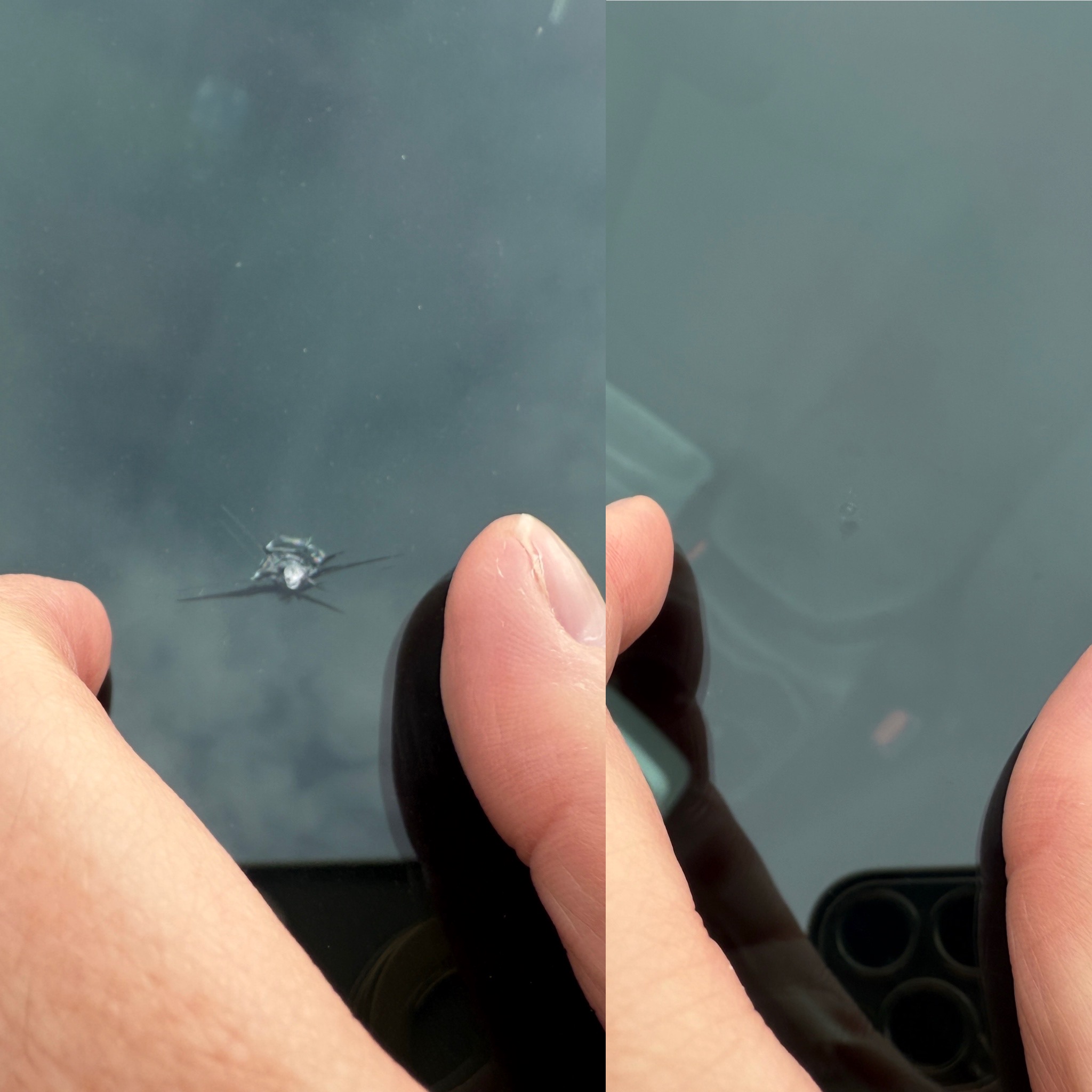 Completed rock chip repair on windshield by Chip Doctor of Sioux Falls