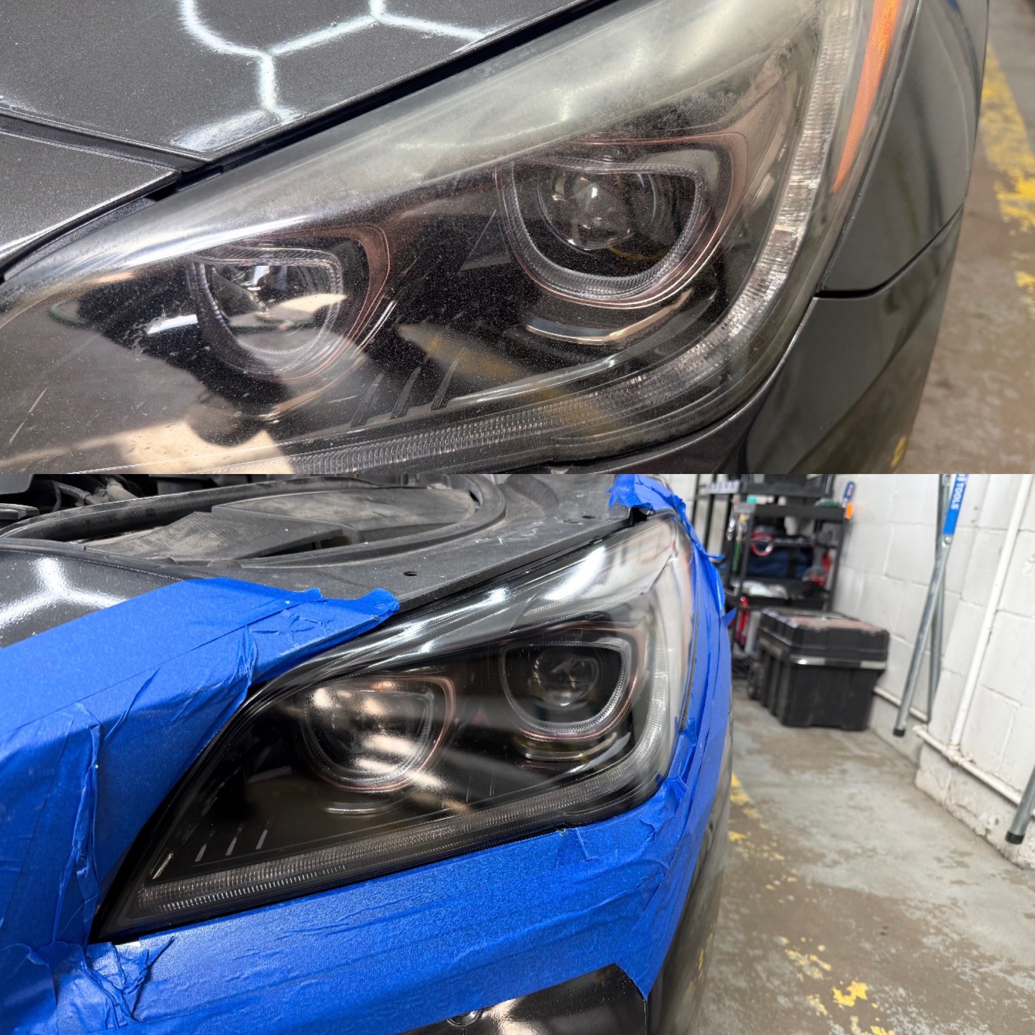 Clear restored headlight after UV sealant by Chip Doctor of Sioux Falls