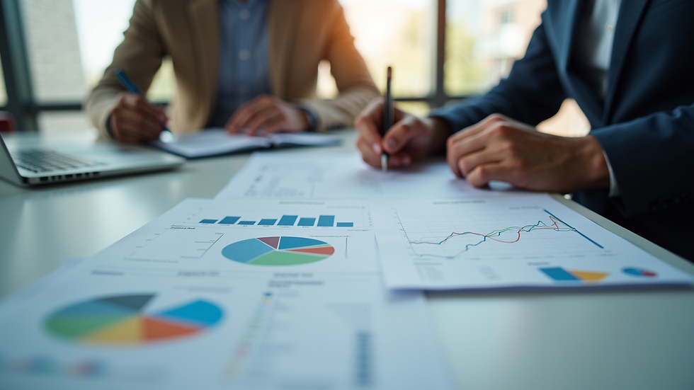 Eye-level view of a financial advisor explaining investment charts