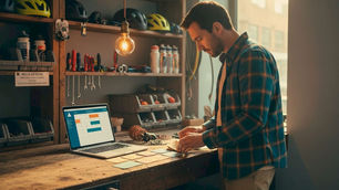 Le responsable de l'atelier vélo organise la gestion des réparations directement au comptoir.