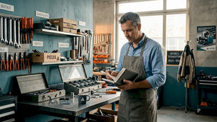 Le chef d’atelier consulte le planning directement sur sa tablette.