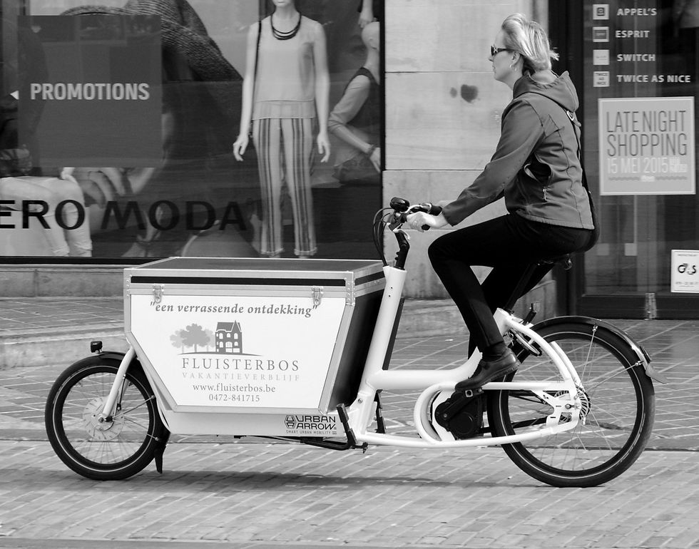 Vélo cargo, biporteur professionnel en ville 