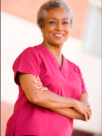 Nurse in pink scrubs