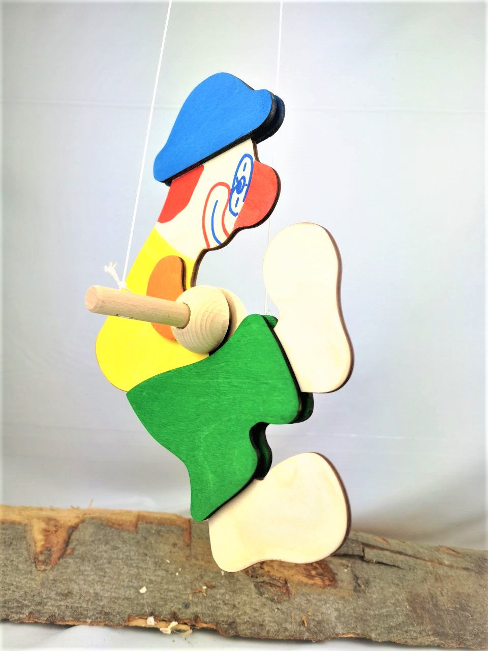 Miniaturbild: Drehclown klein, Mütze blau - HolzMobile für Wickeltisch