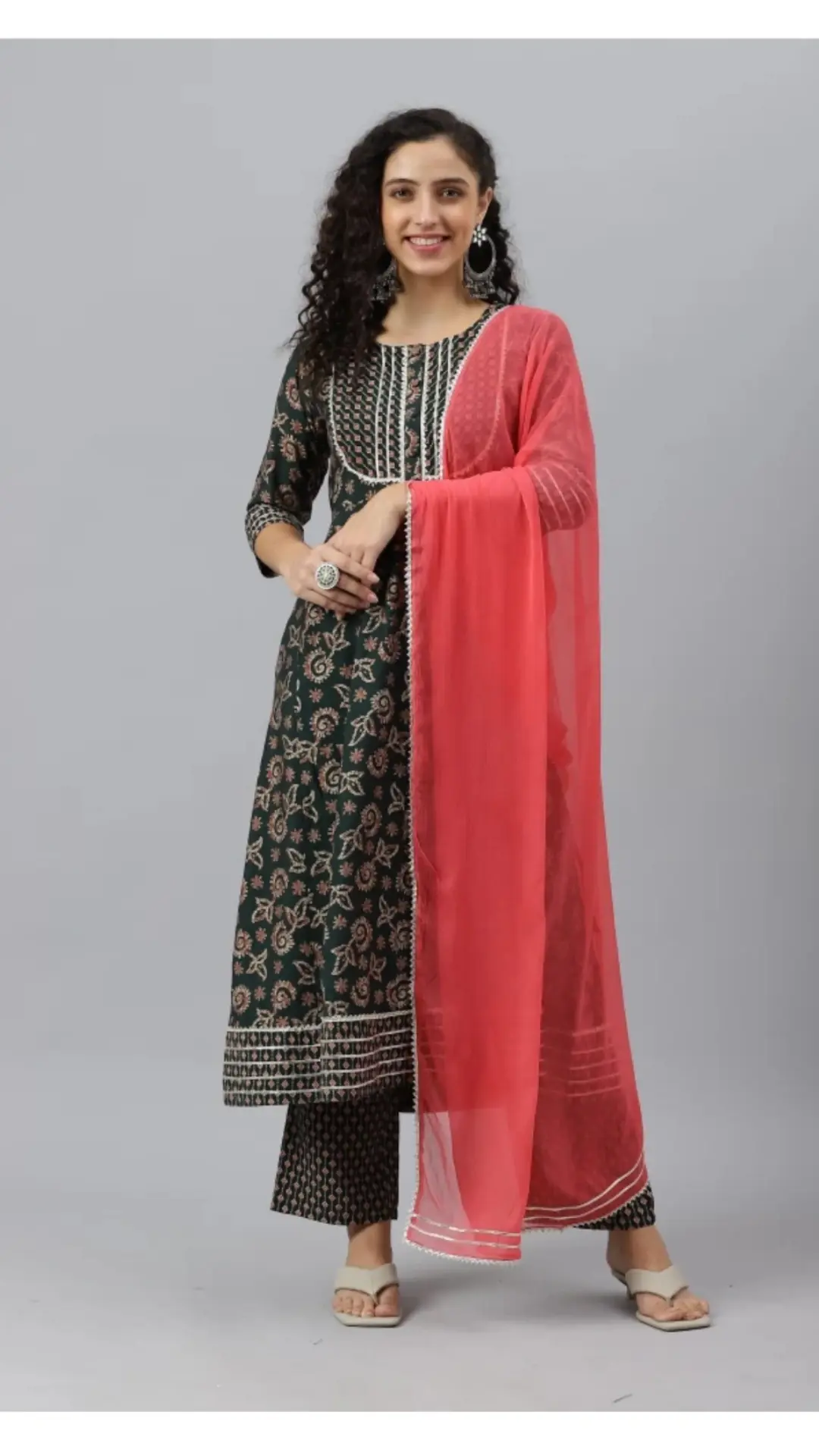 Rayon kurta pants and dupatta set