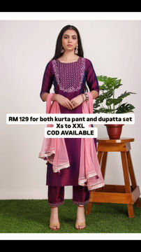 Thumbnail: Combo of 2 kurta pants and dupatta set 