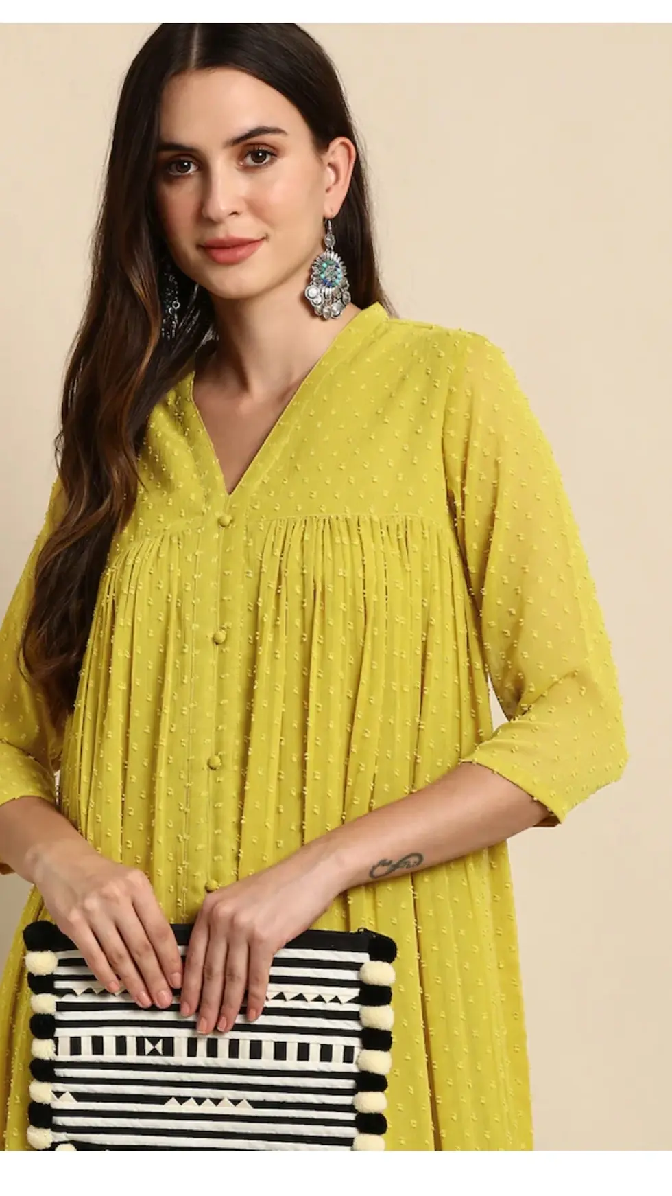 Thumbnail: Weave poly chiffon kurta ( top)