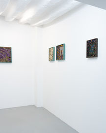 Vue de l'exposition "Ecotone", duo avec Clément Philippe, Galerie Ad Astra, Paris, 29 mai - 2 juin 2024. Photo © INU Studio.