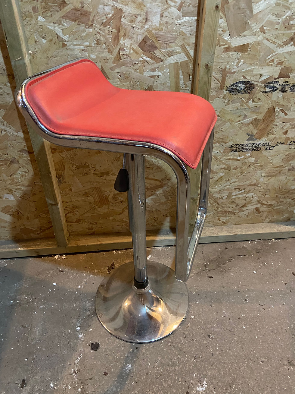 Thumbnail: Bar Stool Adjustable Height Swivel Chrome Base Faux Red Leather Seat