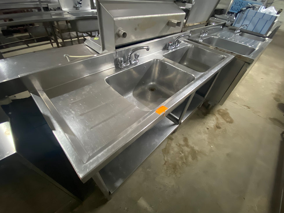 Thumbnail: Deep Bowl Double Sink Undershelf Drainer and Taps
