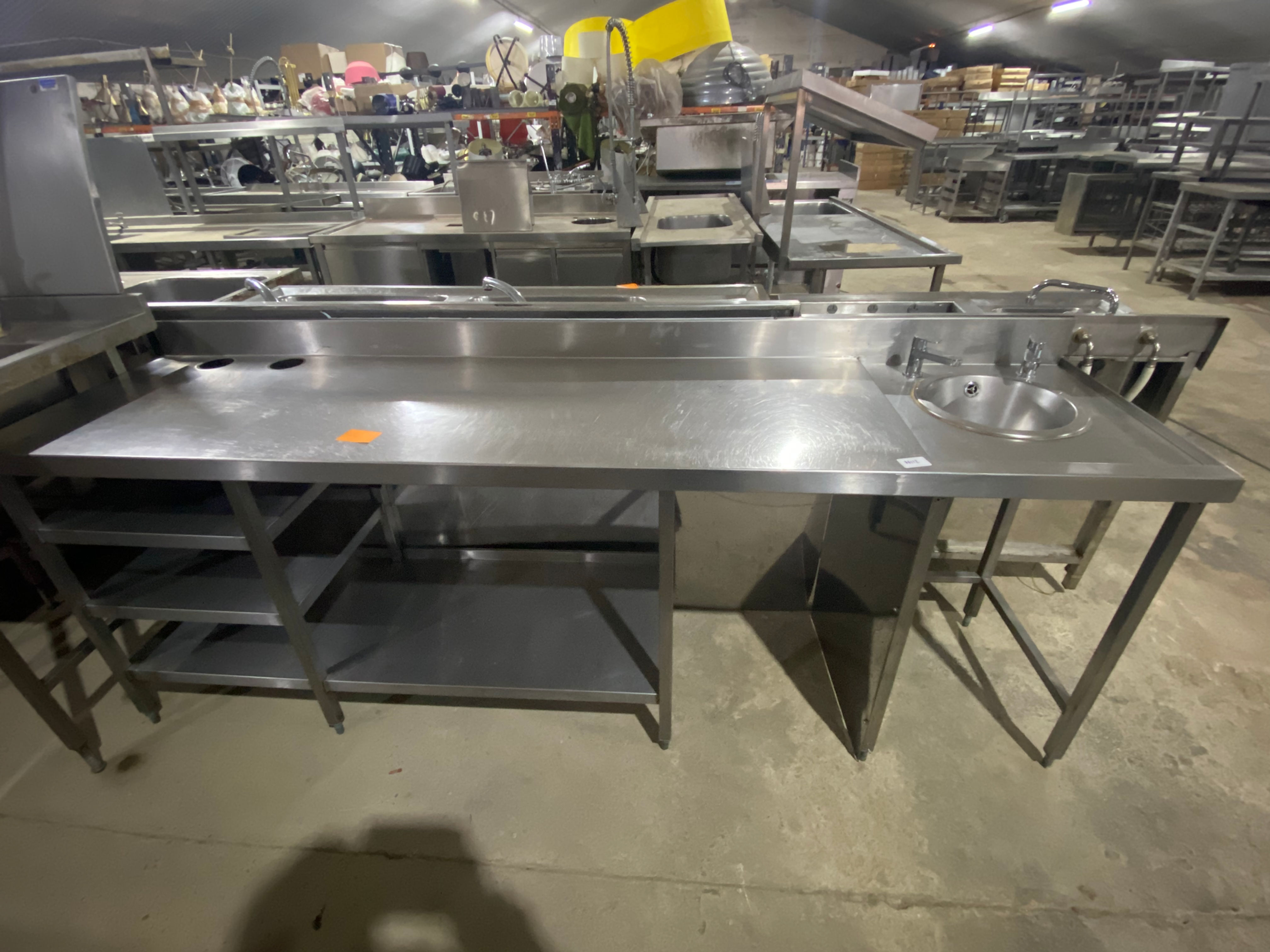 Stainless Steel Table with Hand Sink and Shelving