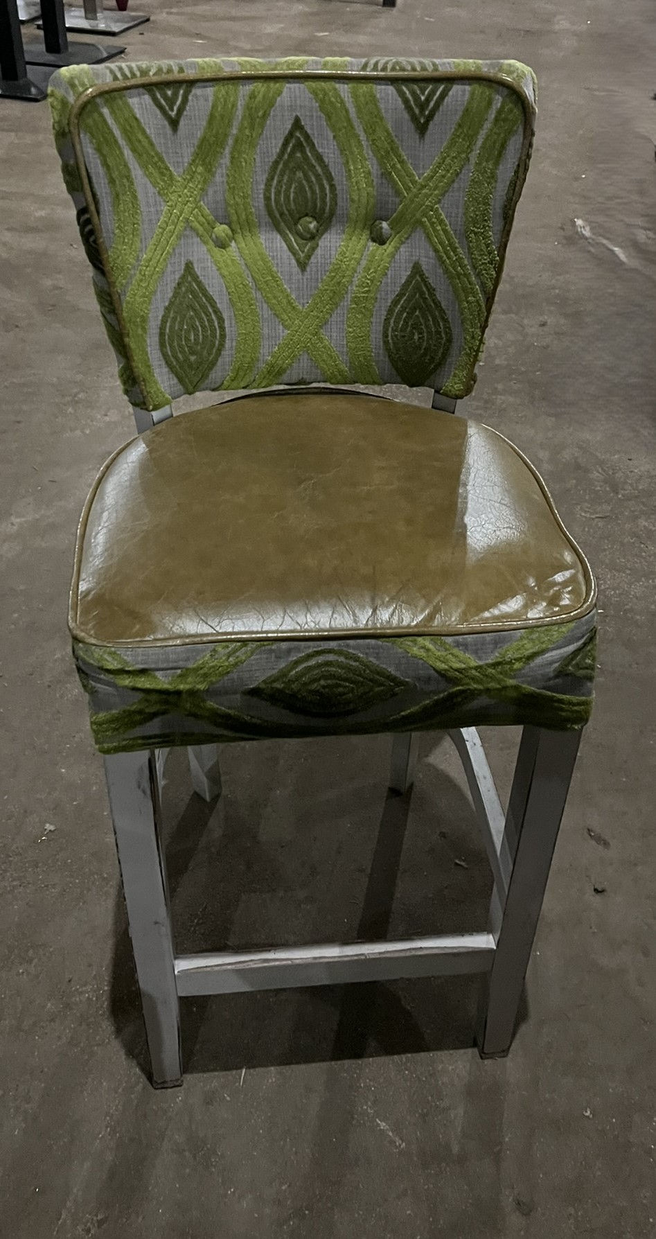 Thumbnail: Bar Stool Green Leather & Fabric - 2 styles
