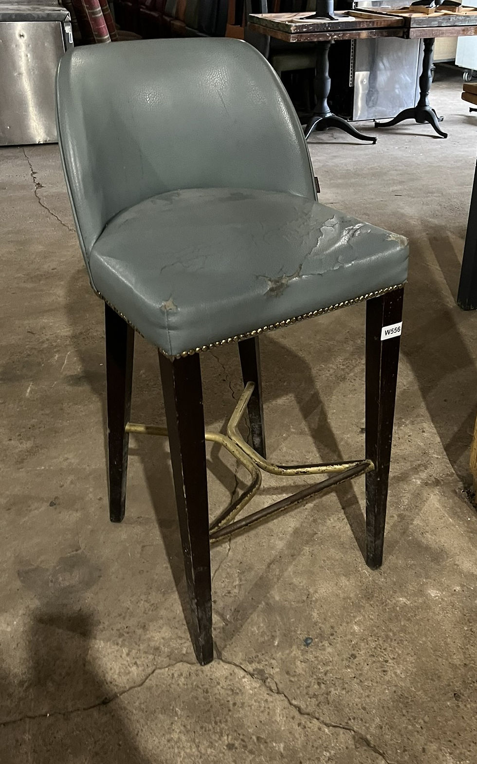 Thumbnail: Leather Bar Stool Light Blue/Grey