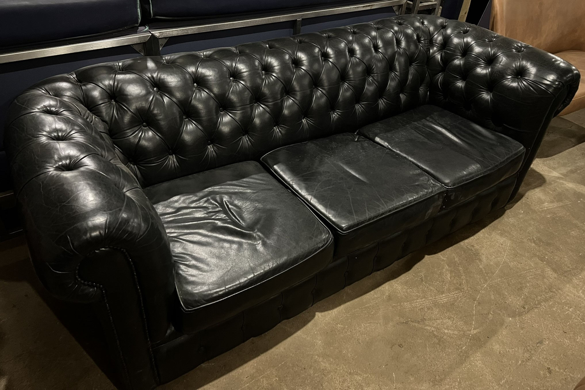 Black Leather Chesterfield Sofa