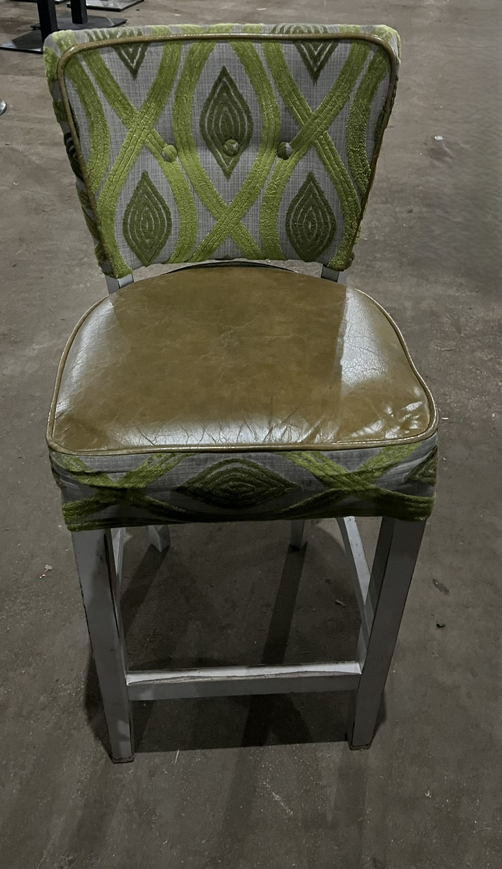 Thumbnail: Bar Stool Green Leather & Fabric - 2 styles