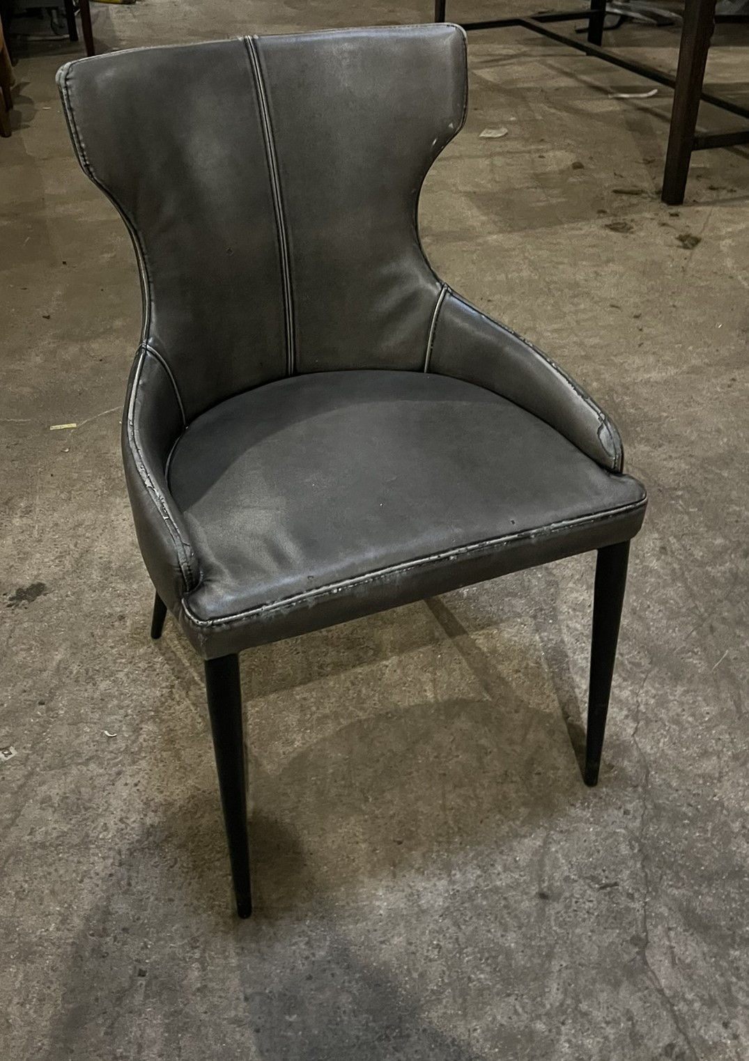 Dining Chair Distressed Grey Leather