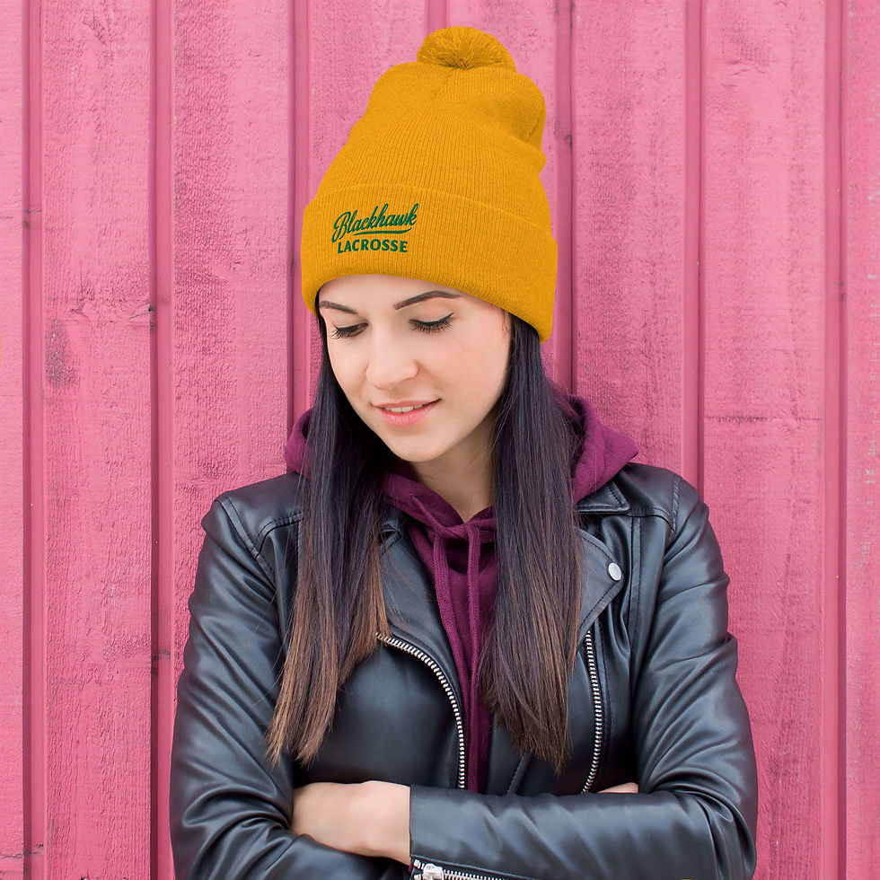 Thumbnail: Blackhawk Lacrosse Kelly Green Embroidered Pom-Pom Beanie