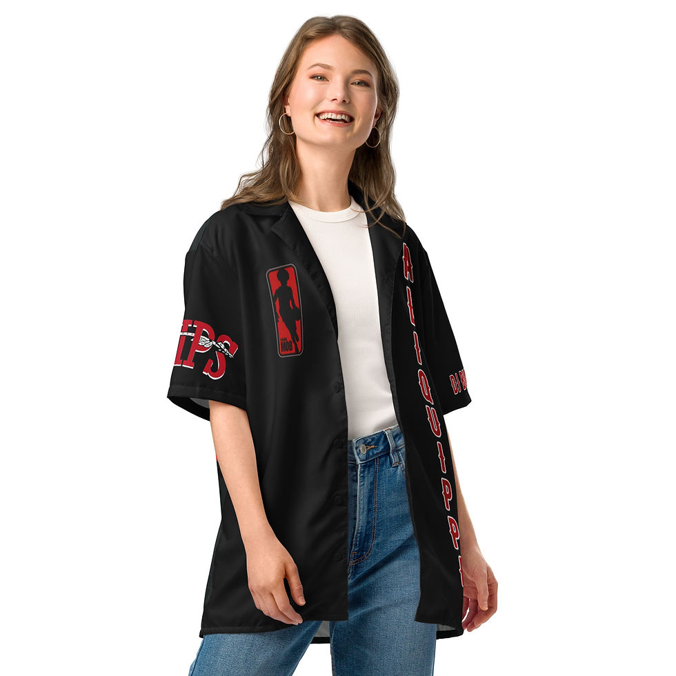 Thumbnail: Aliquippa Quips Retro Unisex Button Shirt DJ BUDRO Blackout PROMO
