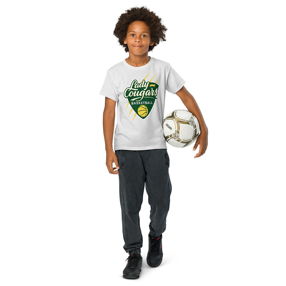 Thumbnail: "Run The Court" Lady Cougars" Youth Sports Tee | Gildan 8000B DTFlex