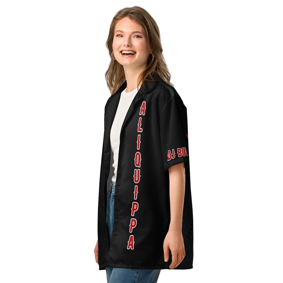 Thumbnail: Aliquippa Quips Retro Unisex Button Shirt DJ BUDRO Blackout PROMO