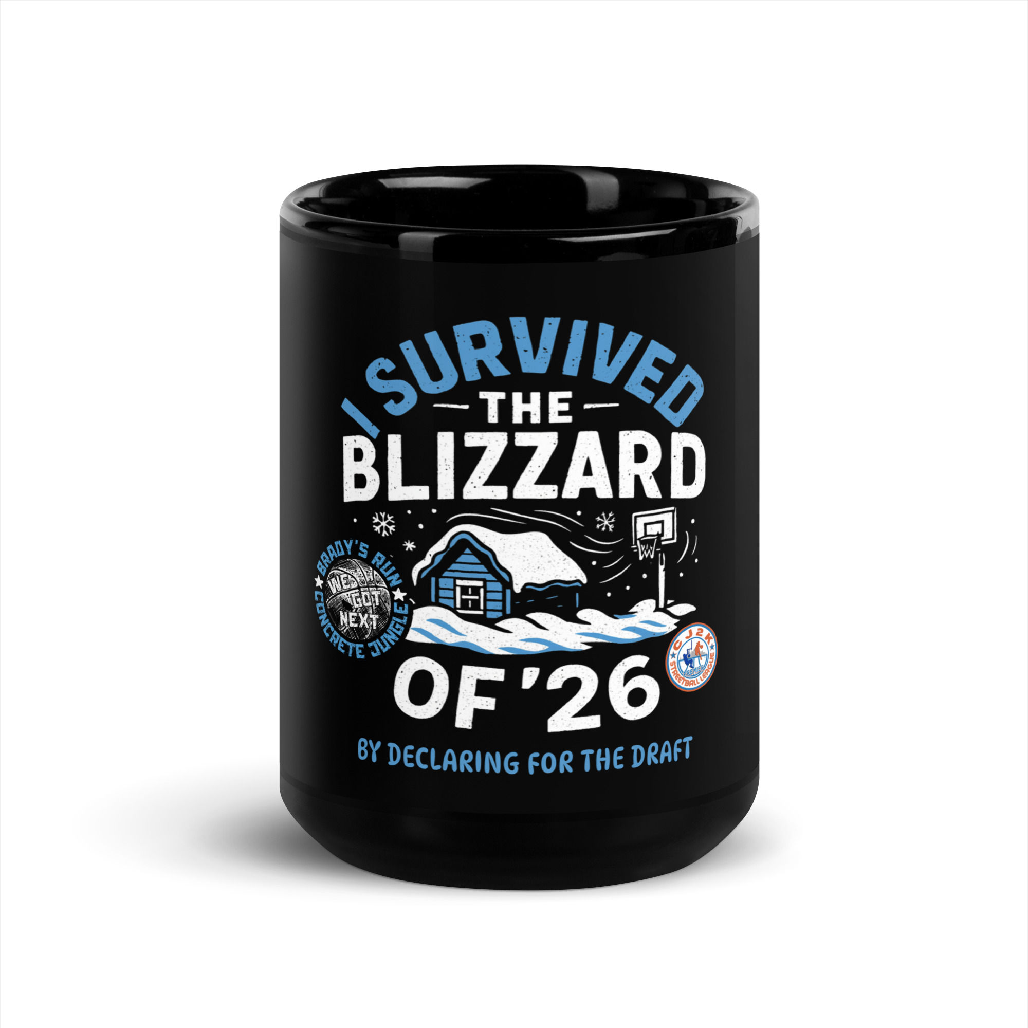"I SURVIVED THE BLIZZARD OF '26" CJ2K Limited Edition Black Glossy Mug