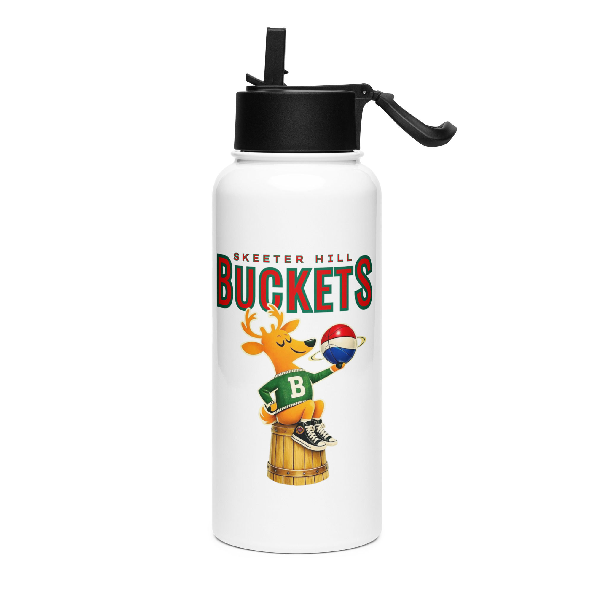 Skeeter Hill Buckets Stainless Steel D-League Water Bottle w/ Straw Lid