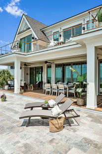 Pool deck with lounge chairs