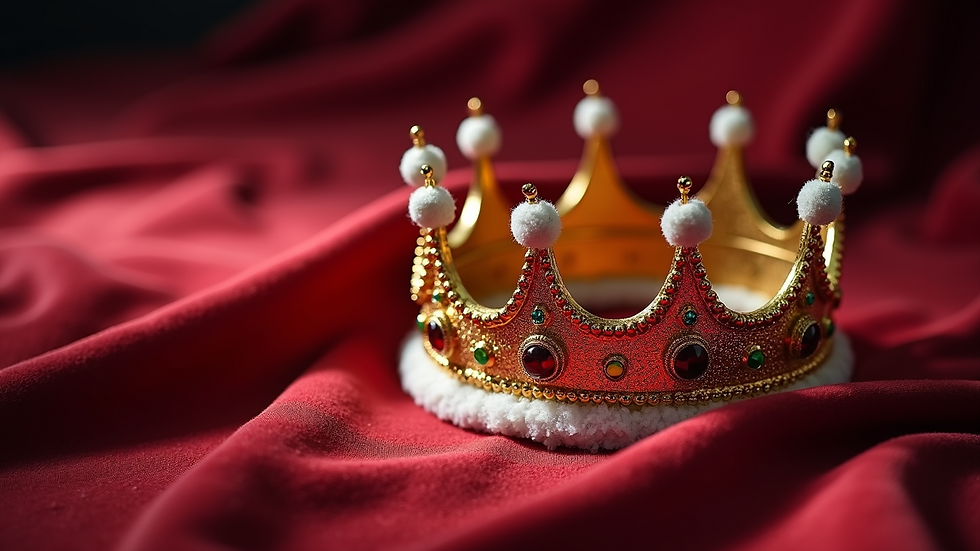 Close-up view of a crown resting on a velvet cloth